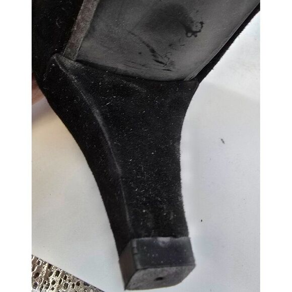 Stuart Weitzman Black Suede & Fabric Heels With Square Toe & 3-Inch Heel - Picture 8 of 13